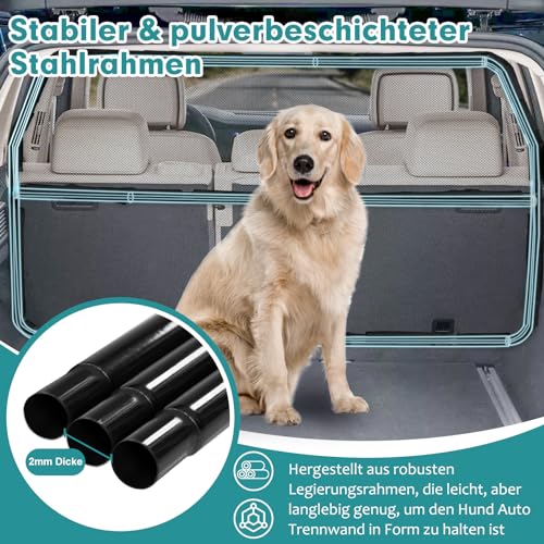 Snagle Paw Hundegitter Auto,127cm Breit Kofferraum Trenngitter für 2 und 3 Reihe Reihen Sitze & Laderaum,Rücksitz Hundenetz Auto,Trenngitter Kofferraum mit Durchsichtigem Maschennetz für LKW, SUV