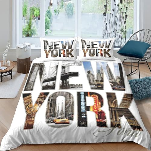 Housse de couette New York 135x200 microfibre pour lit simple - 4