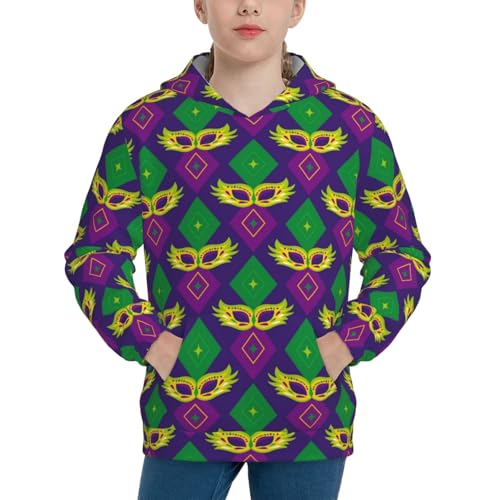 Mardi Gras Carnival3 Kids Pullover Hoodies Boys Sweatshirts Girls Athletic Clothes with Pocket