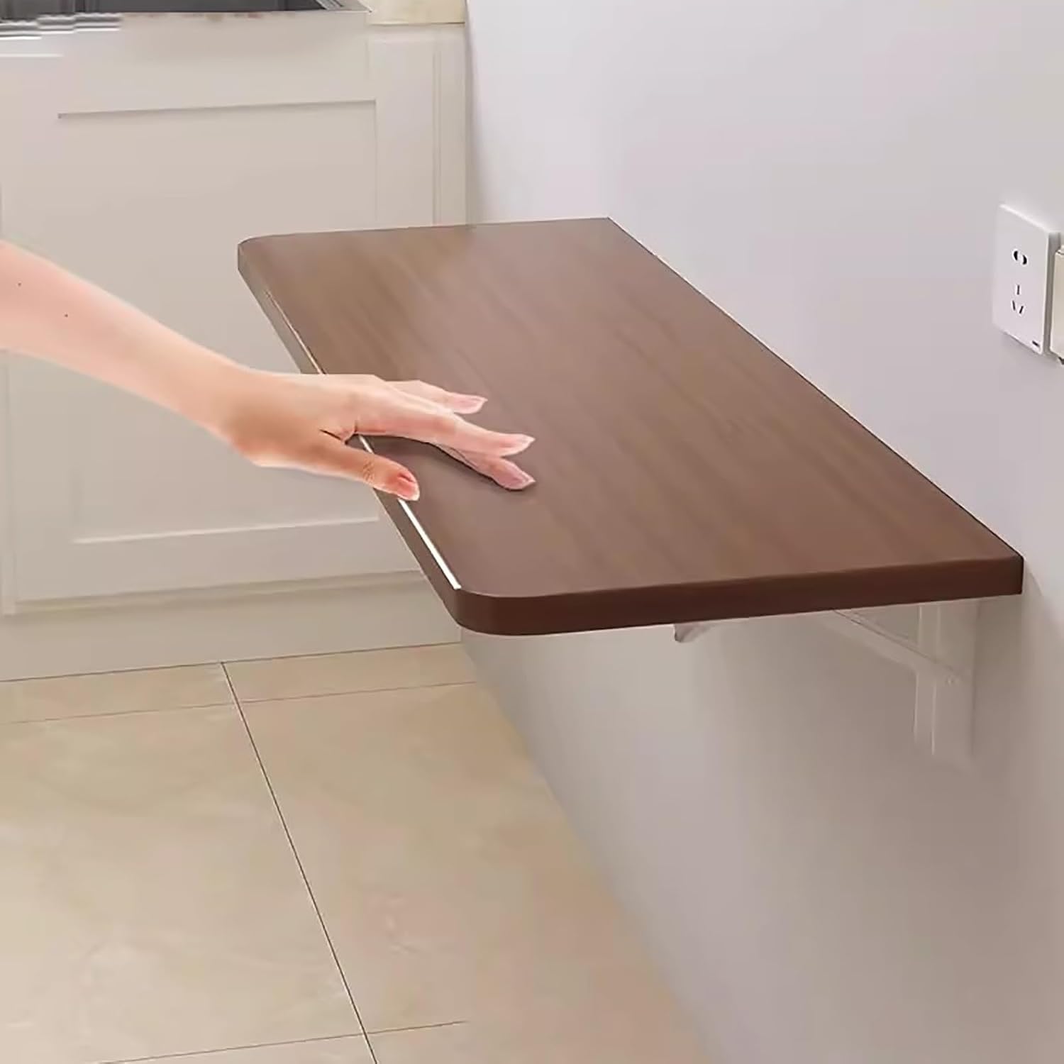 Folding wall mounted table,Laundry Floating Folding Table,Computer Desk Children Table Desk,Computer Workstation,folding design,for Small Spaces and Home Office. ( Color : Brown , Size : L60*W30cm )