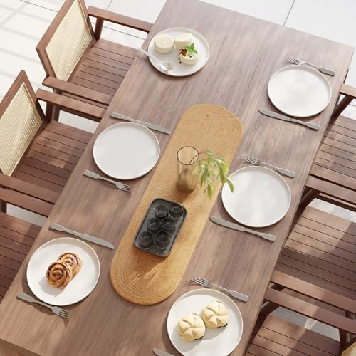 Image of Encasa XO Dining Table Runner | Handmade Woven Natural Jute Runner | Size 30x91 cm | Jute Natural Bleach Color | Heat Resistant Rustic Home Decor for Coffee, Teapoy Cover & Center Table