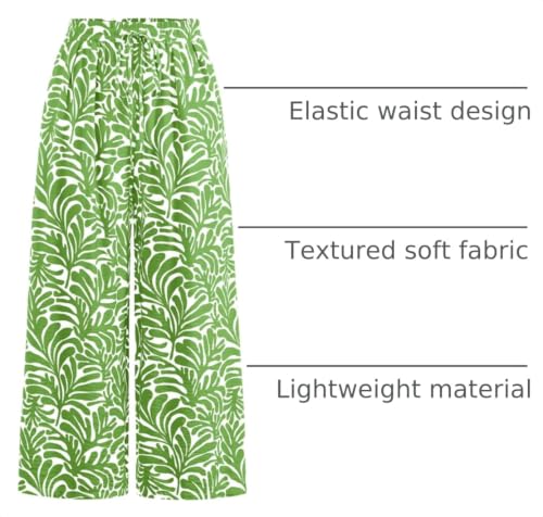 Image of PRETTYGARDEN Womens Pants Elastic Waist Striped Lightweight Palazzo Pant