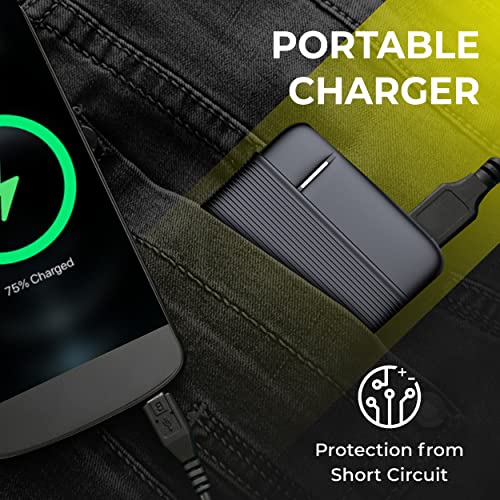 Image of Foxin FPB 147 Poly 10000mAh Power Bank | 12W Fast Charging | Dual USB Output (2.4A) | Type-C & Micro USB Input | LED Indicators | Made in India | Compatible with Smartphones, TWS, Smartwatch & More