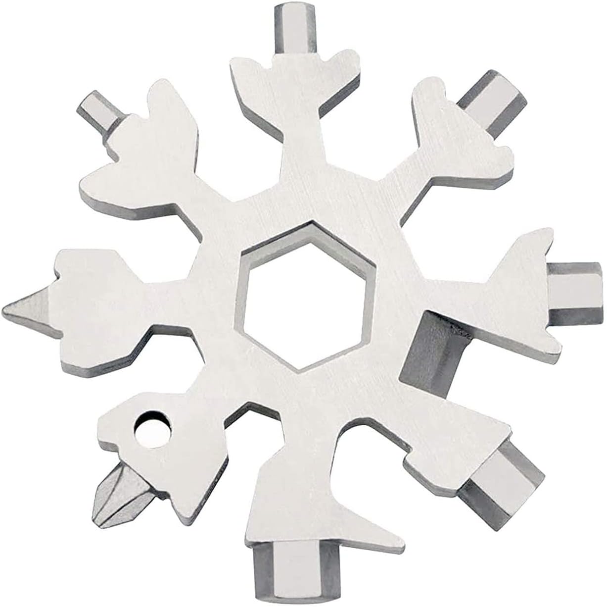 Snowflake Multi-Tool - 19-in-1 Stainless Steel Snowflake Tool with Keychain, Screwdriver, Bottle Opener, Compact and Portable for Outdoor Adventure and Daily Use