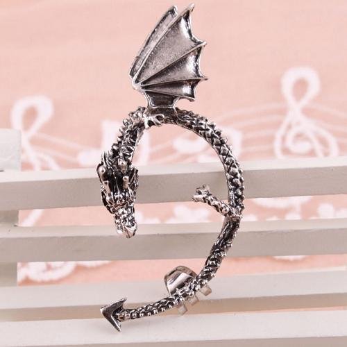 Punk Rock Vintage Gothic Temptation Metal Wrap Fly Dragon Ear Cuff Clip Earrings Silver