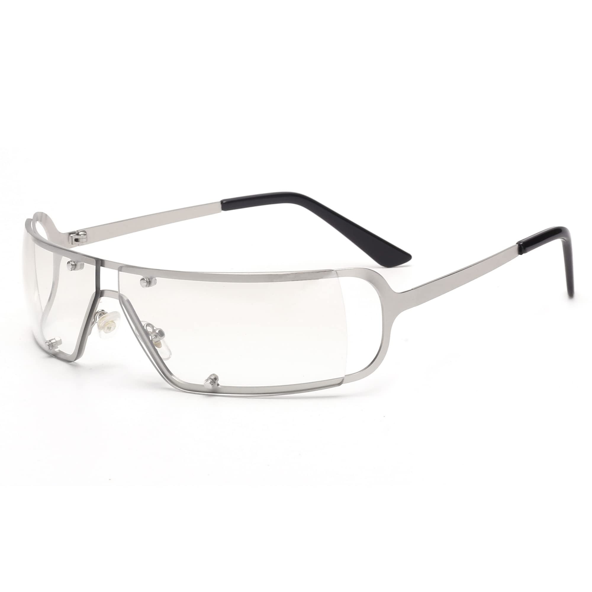 JIM HALOMetal Warp Around Rectangle Sunglasses for Women Men Y2K Stylish Futuristic Shades