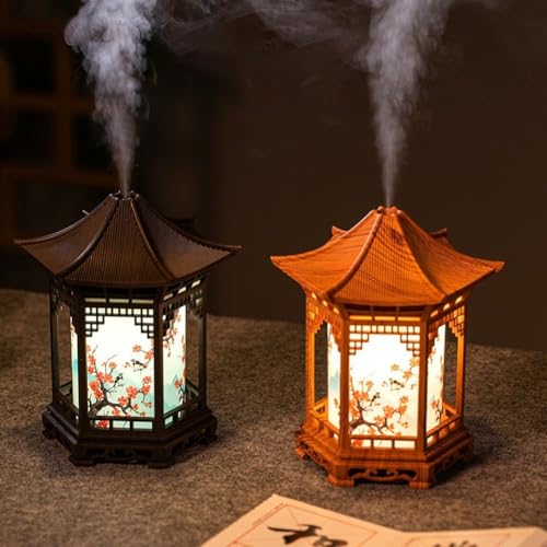 Abbdbd Diffuseur D'huiles Essentielles De Style Lanterne Chinoise, Humidificateur À Brume Aromatique, Capacité De 160, Deux Modes De Brumisation, Veilleuse De Chambre – vue 4