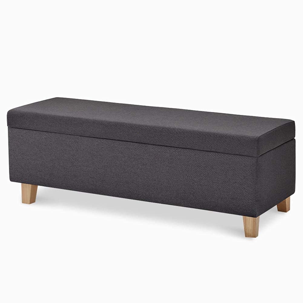Pouf en bois massif et tissu haut de gamme noir 60x40x42 cm