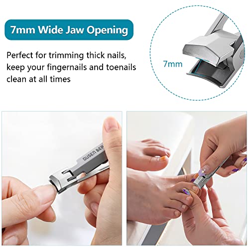 Nail Clippers For Thick Nails, Wide Jaw Opening Toenail Clippers, Stainless Steel Fingernail Cutter With Safety Lock, Thick Nails Trimmer With Nano Glass Nail File For Large Toenail Seniors Men Women #TOP2