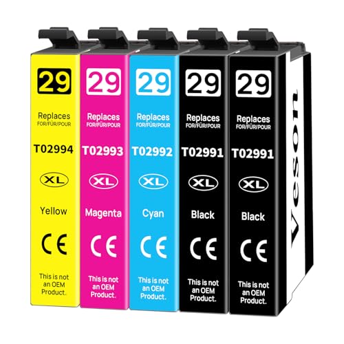 Veson 29XL Cartuchos de Tinta Compatibles con Epson 29 XL para Epson Expression Home XP-352 XP-342 XP-442 XP-452 XP-335 XP-345 XP-245 XP-235 XP-247 XP-255 XP-435 XP-445 XP-455 XP-355 XP-432,5 Paquetes