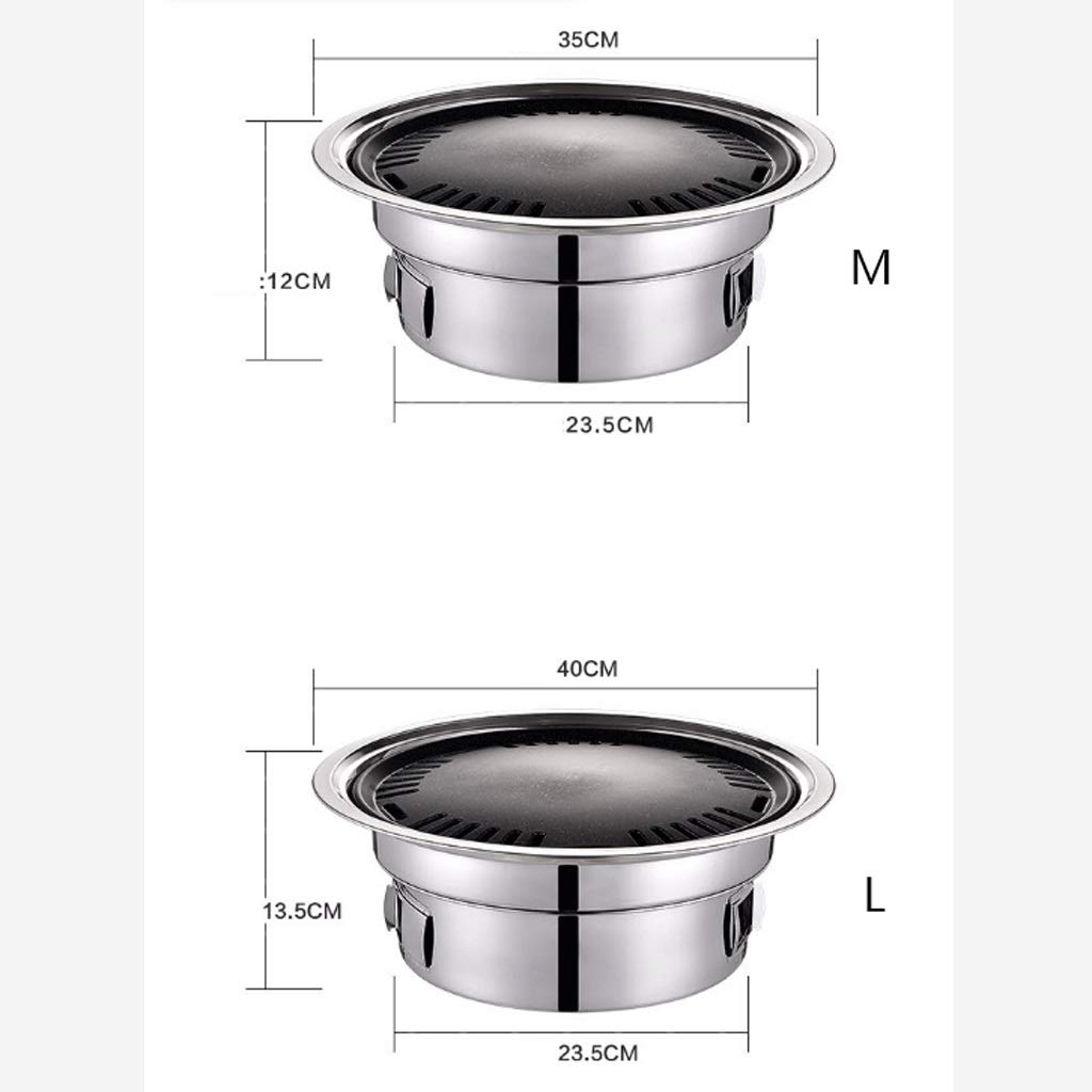 Ogród ognisko okrągłe ze stali nierdzewnej 40 cm na zewnątrz patio stal ognisko miska grill na podwórko, kemping, piknik, ognisko, ogród W miska do grilla (rozmiar: średni)