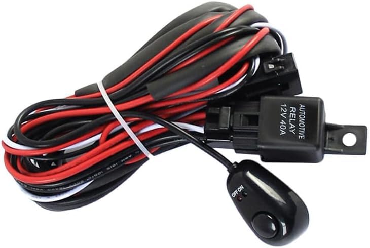 汎用フォグランプ配線 作業灯配線キット 汎用スイッチ付き リレーハーネス フォグランプリレー LEDグリル取付用配線キット DC12