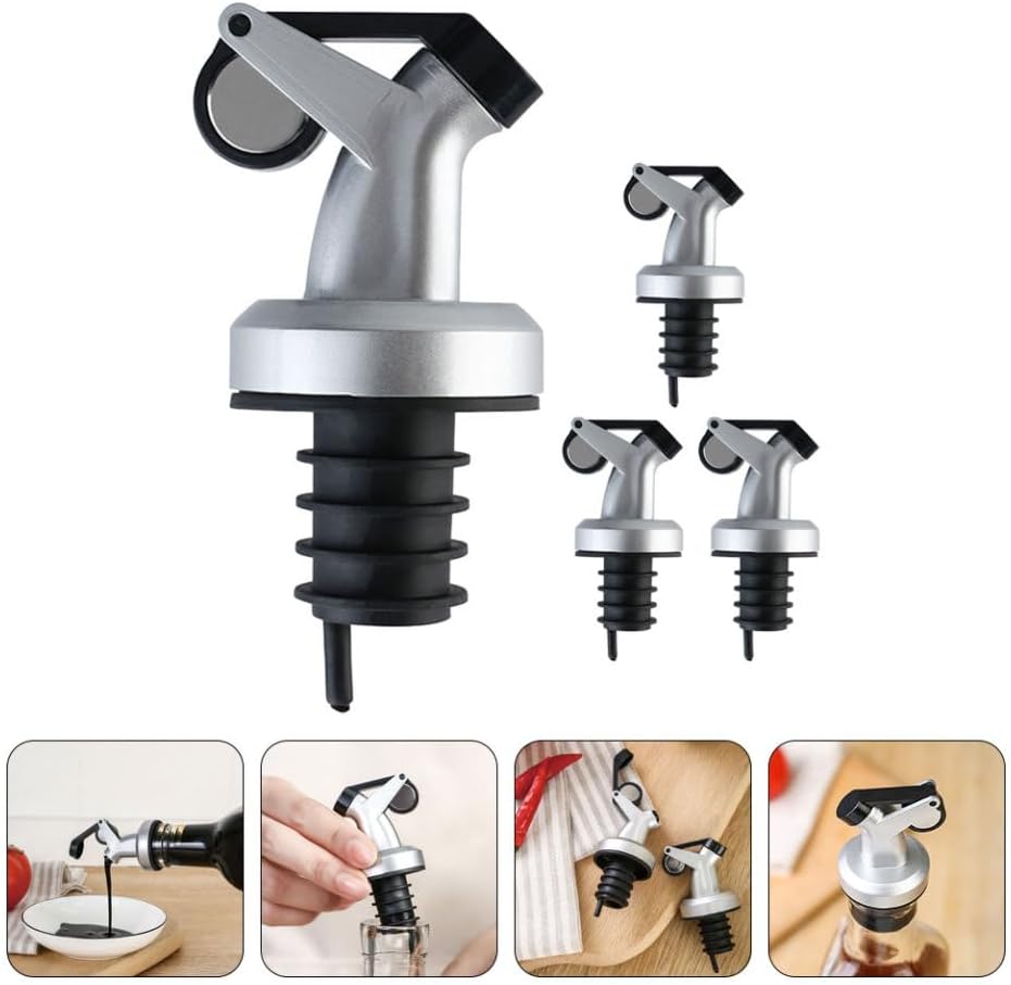 Unomor 4pcs Oil Bottle Spout Dispenser for Evermore Liquor Multi-function Bottle Pour Spouts Easy Sealing Kitchen Accessories