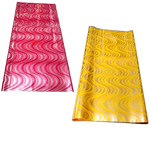 Image of 3A Featuretail 20 Inch x 26 Inch Multipurpose BOPP Transparent Cellophane Sheets For Flowers Bouquet, Gift Wrapping, Dry Fruits Baskets Hampers (50 Sheets, Red & Yellow Wave Design Print)