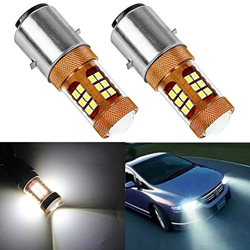 TABEN Lente de proyector BA20D H616 28-EX 3030 Chipsets Motocicleta LED Bombillas utilizadas para Luces de Marcha atrás, Luces de Freno de señal de Giro, Luces traseras, Blanco 6000K 12V-24V (2pcs)