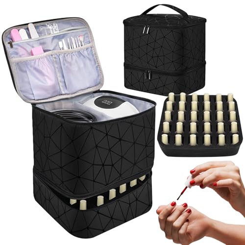 Estuche organizador de esmalte de uñas de 2 capas para solucionar la falta de espacio