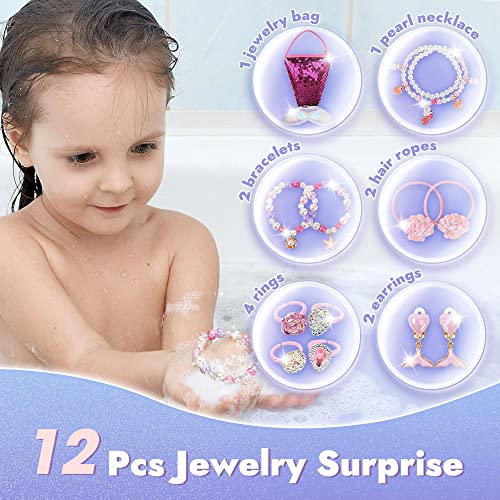 2023 Bath Bombs For Kids With Surprise Inside, 6 Pcs Oversized Handmade Mermaid Bath Bombs For Girls & Toddlers Aged 3-12, Jewelry Toys Gift For Birthday, Christmas #TOP2