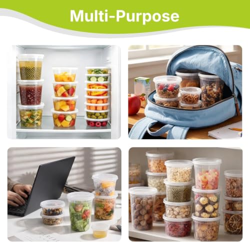 HestiaSnax 60 Sets Deli Containers with Lids, 32/24/16/12/8 oz (12 Set Each), Leakproof & Airtight BPA Free Takeout Food Storage Containers for Soup, Meal Prep, Freezer, Microwave & Dishwasher Safe - image 6