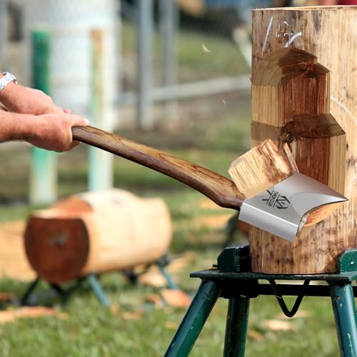 THRWCLUB 32.6 Inch Professional Wood Splitting Axe, Wood Chopping Axe with Hickory Wood Handle and Leather Sheath, Felling Ax, Sporting Axes, Racing Axes for Timbersports - Head 6 lbs