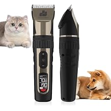 Cordless 5-Speed Quiet Dog & Cat Hair Clipper with LCD Display, Ceramic Blades, Low Vibration, Rechargeable, Black