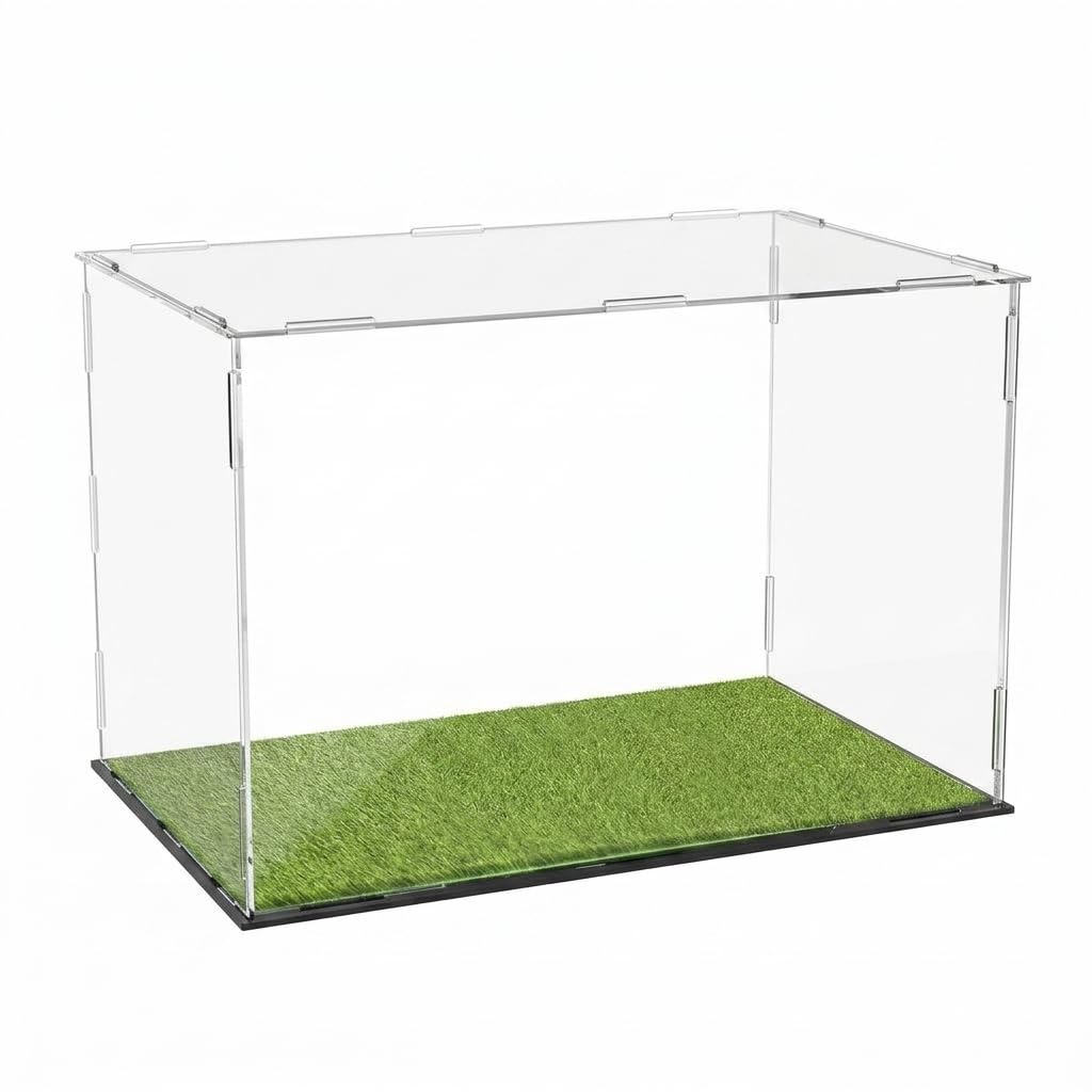 Contenitore Portaoggetti in Acrilico Scatola Teche Supporto Base Inserti Vetrina con Sintetica Funzione Mostra Pallone con Protezione da Polvere Adatto per Mensola Salotto Camera , 30*20*20cm