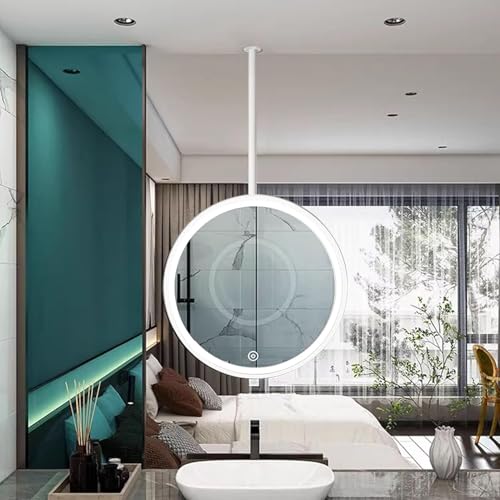 Genérico Espejo Circular Dorado con retroiluminación LED, Espejo de Maquillaje for baño con Marco de Metal, tocador montado en el Techo y la Pared(Diameter-19.7INCH)