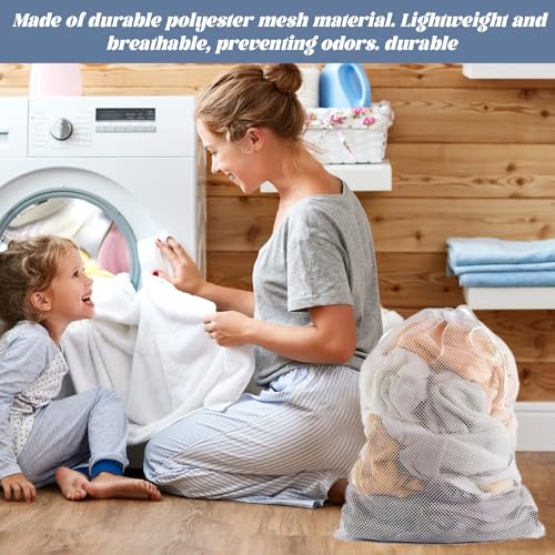 2 Pcs Laundry Bags for Washing Machines, 60*90cm Mesh Laundry Bags with Drawstrings, Travel Laundry Bag, Storage for Washing Bags for Laundry for Traveling, Clothes, Quilt Covers, Toys (Black, White) - Image 4
