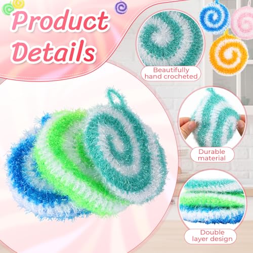 Image of Kenning 12 Pcs Dish Scrubber Non Scratch Dish Washing Scrubbers Reusable Household Cleaning Kitchen Tools for Dishwashing Washing Dishes Cookware Tubs Sinks (Candy)