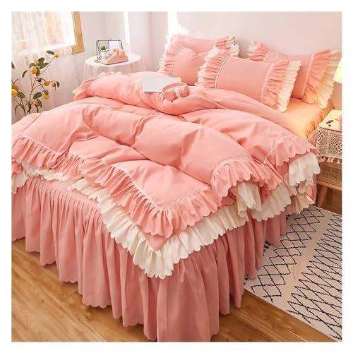 Juego de cama con volantes rosas y funda de almohada infantil 3