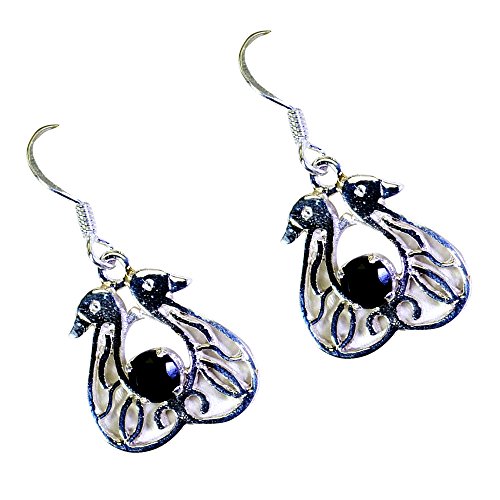 Boucle d'oreille Onyx noir naturel mode bijoux de guérison Chakra forme ronde femme
