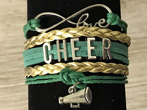 Sportybella - Cheer Bracelet - Green and Gold - Cheerleading Infinity Charm Jewelry Gift for Cheerleaders, Teams, or Squads4
