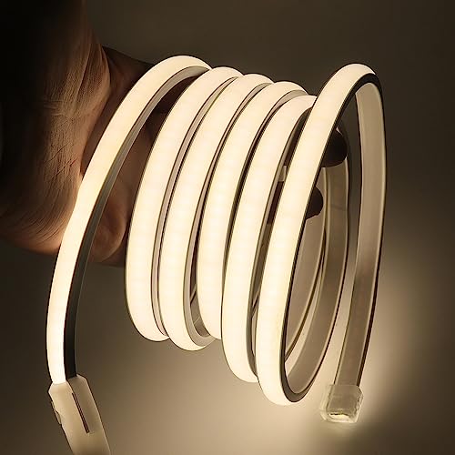 KISUFU 220V Flessibile Striscia LED COB con interruttore,IP65 impermeabile,Alta luminosità 288 LED/m,Luminoso Nastri LED per armadio cucina casa fai da te camera da letto(2m, Bianco naturale)