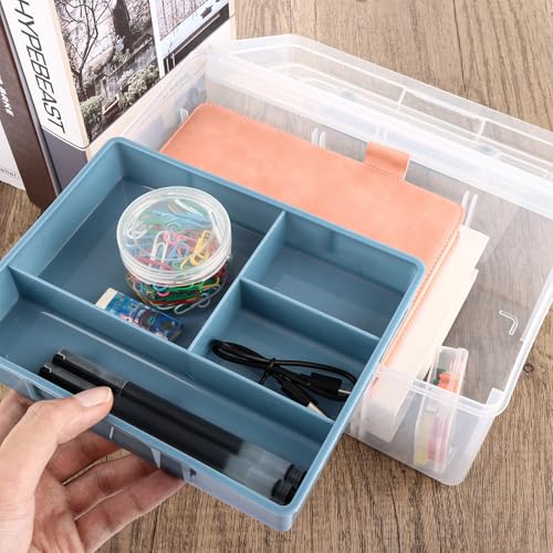 Lot de 2 boîtes de rangement empilables transparentes plastique avec couvercle - 5