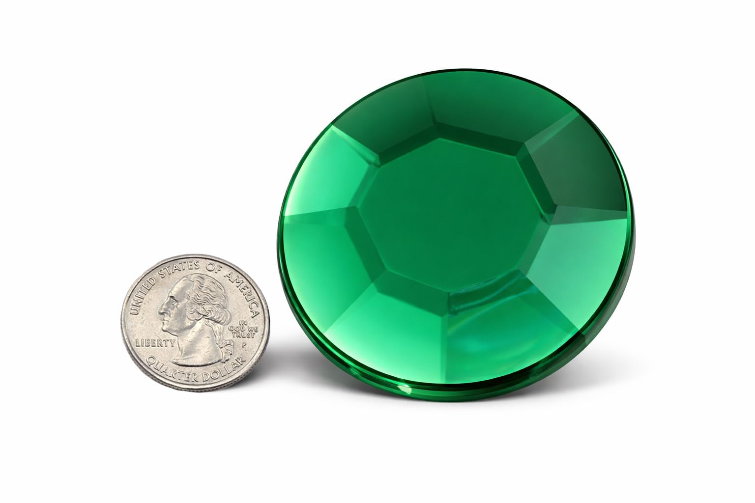 60mm Green Emerald H106 Large Self Adhesive Round Acrylic Cosplay Gem Flat Back Plastic Stick On Rhinestone for Cosplay Costumes Scrapbooking Prop Craft Embelishment Steven Universe Decor Jewel 1PC