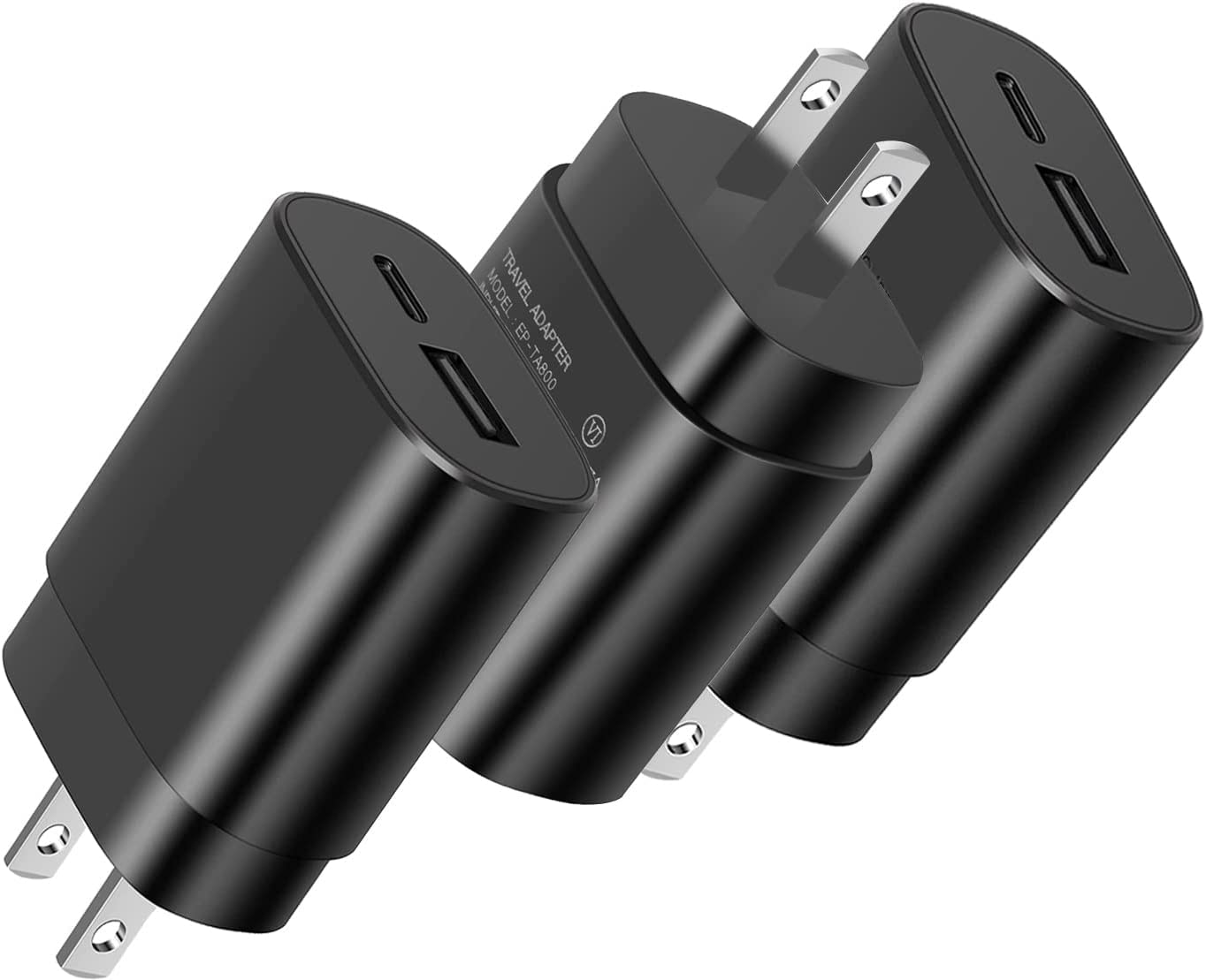 Jascenic C Charger Block, 25W Super Fast Charger Jascenic C Block Compatible Samsung Galaxy S22/S21/S20 Ultra/S21+/S20FE/S10+/A71/Note 20 Ultra/10+,Pixel and More(3-Pack) Black