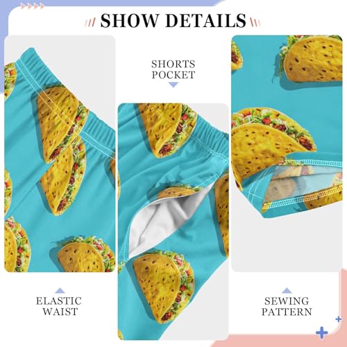 Vdsrup Yellow Tacos Blue Pajama Pants Cute Pajama Bottoms Soft Sleep Pjs Lounge Pants S4