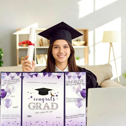 Image of Graduation Decorations 2026 - Graduation Alternative Guest Signature Book - Graduation Party Decorations Favor Supplies - Class of 2026 Graduation Book to Sign (Purple)