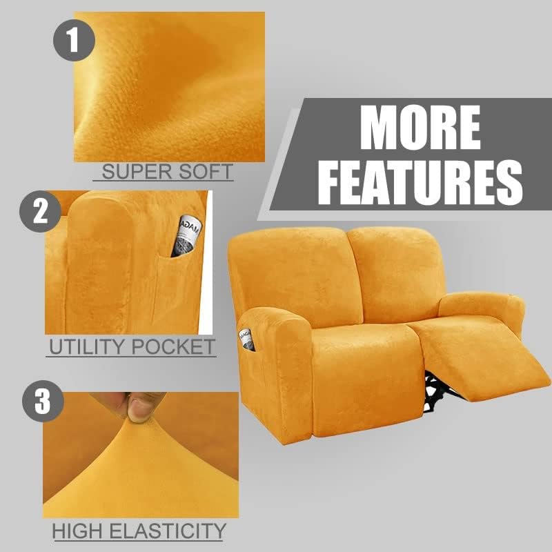 2 Seater Recliner chair covers Velvet, 6 pieces Stretch Double recliner covers for recliner chair Lounger Chair Slipcover for Loveseat Recliner Couch Covers Furniture Protector ( Color : Gray )