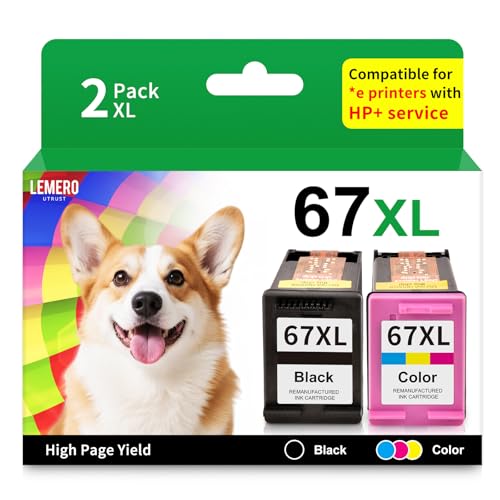 67XL Ink Cartridges Black/Color Combo Pack Replacement for HP Ink 67 67XL HP Printer Ink for DeskJet 2755e 2855e 2700 2800e 4100 4255e 4155e 2700e 2734e Envy 6055e 6000 6455e 6400 Printer Ink HP 67