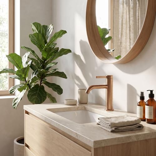 Robinet de salle de bain Rea Rivo en cuivre brossé au design élégant et durable