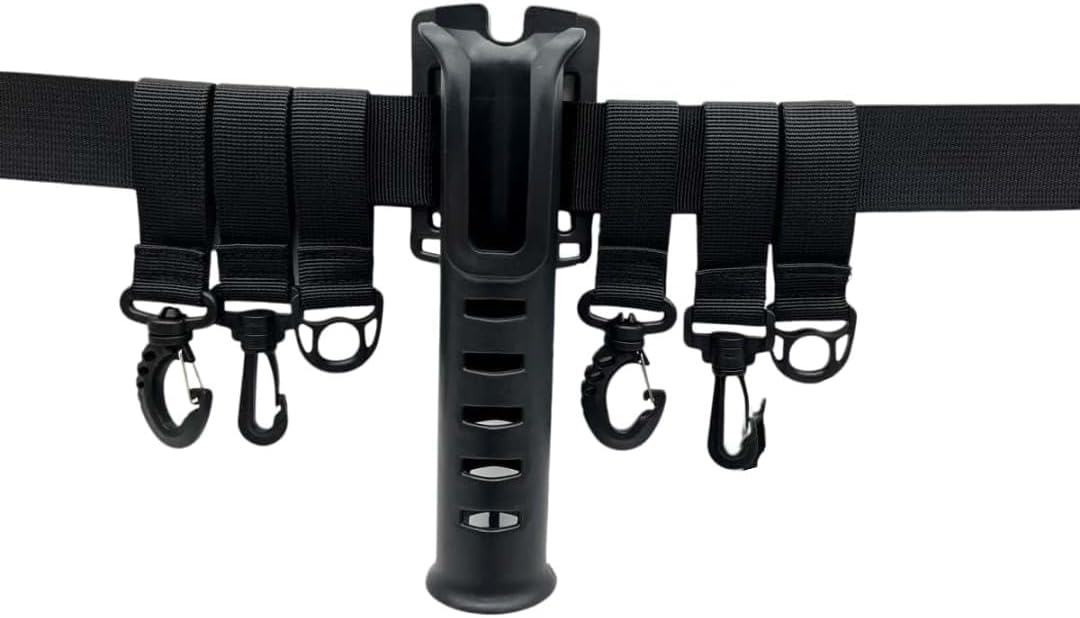 Adjustable Surf Fishing Belt, Wader Belt with Rod Holder & Swivel Hooks for Kayak Fishing Outdoor Tactical