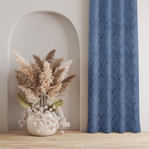 Image of Homefab India 2 Piece Velvet Window Curtain - 5 feet, Room Darkening Curtains, Sky Blue