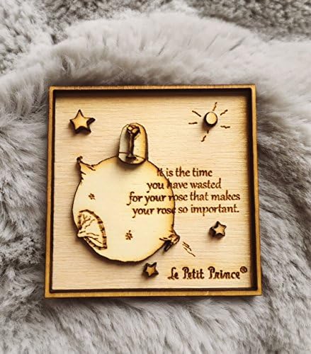 Vista 3 de The Little Prince Wood Engraved 3D Magnet - n.3 Rose - multi-layered