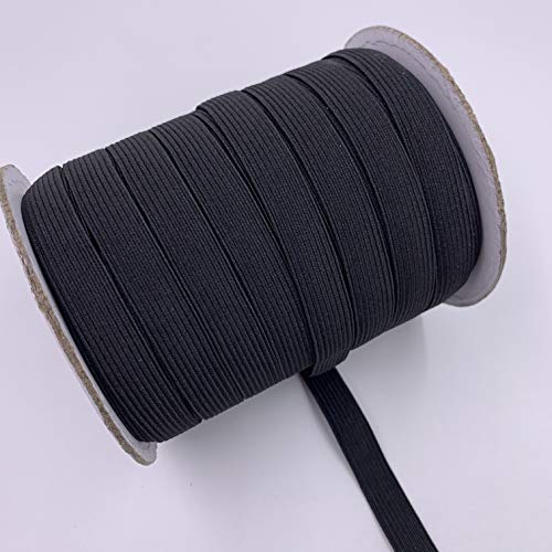 50 Yards 1/2 Inch Elastic Band For Sewing, Masks, Crafting, Braided Stretch Strap, Elastic String Cord, High Elasticity (Black, 0.5 Inch, 12Mm) #TOP29