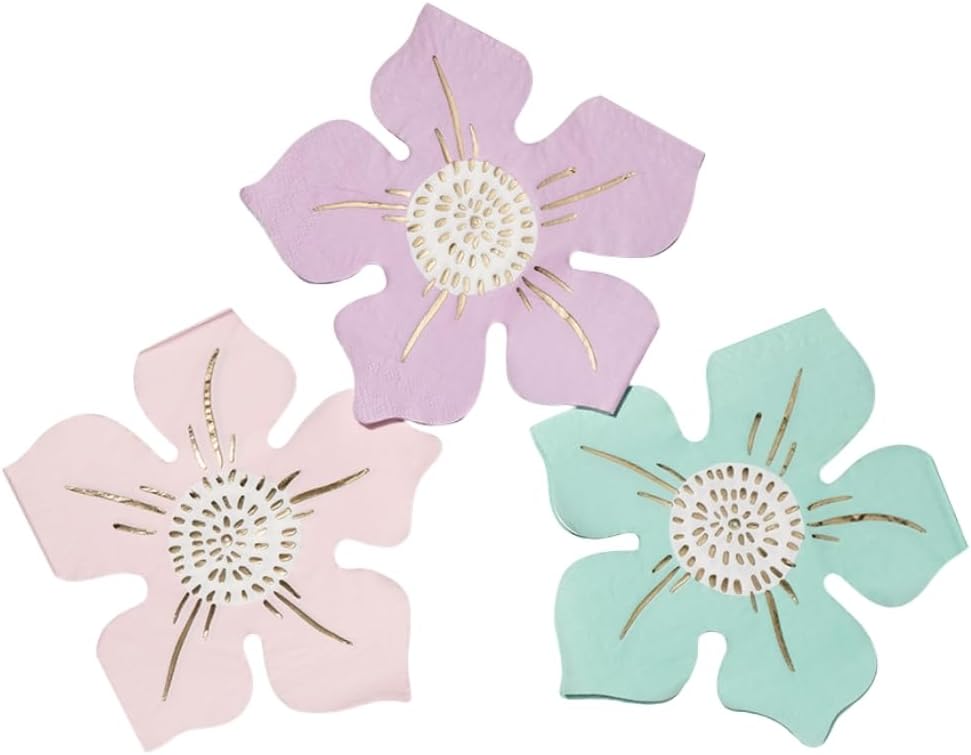 Coterie Floral Paper Napkins - Decorative paper napkins for Bridal Shower, Baby Shower, Birthday, Spring Party - Floral Party Supplies | 6.5ââ‚¬Â Pretty Paper Napkins | 25 Count - Mix of 3 Colors