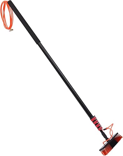 Kit de poste de alimentación de agua, cepillo de limpieza de panel solar de alcance de 20 pies, sistema de limpieza de panel solar de vidrio de