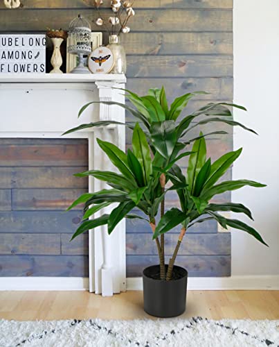 Artificial Dracaena Silk Plant 3Ft Tall Faux Plants Fake Dracaena Fragrans Tree In Pot For Living Room Floor Indoor Outdoor Office Home Decor #TOP2