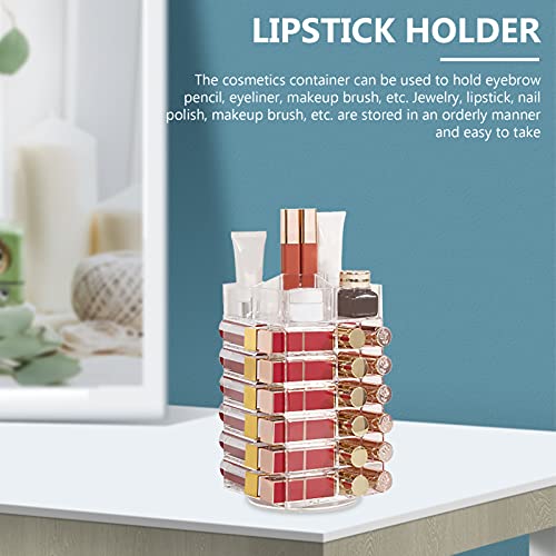 minkissy Shelf Bracket Rotating Lipstick Organizer Lip Gloss Storage Tower Makeup Stand Clear Acrylic Display Rack Makeup Cosmetics Storage Case Box Tower Transparent Acrylic Lipstick Tower - Image 3