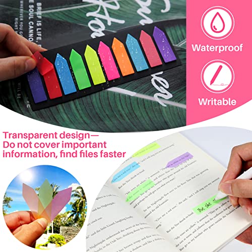 Image of moinkerin Pack of 1200 Adhesive Strips, Adhesive Markers, Film, Text Strips, Sticky Notes, Adhesive Markers, Small Flags, Sticky Notes, Tabs, Writeable Labels for Page Marking (10 Colours)