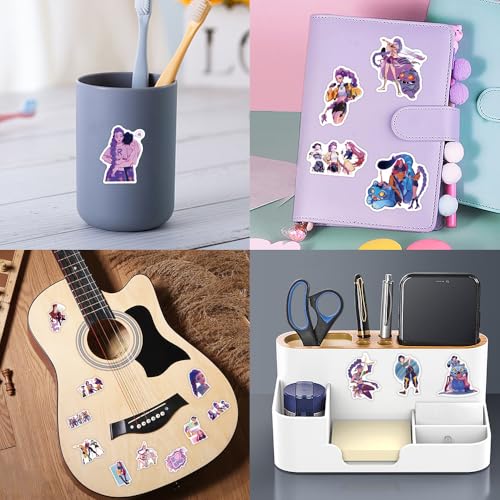 Image of 110pcs Demon Hunters Movies Stickers Pack,Vinyl Waterproof Demon Hunters Decal for Water Bottle Laptop Toy Sticker for DIY Decorate Bumper Phone Hard Hat Kids Teens Gifts